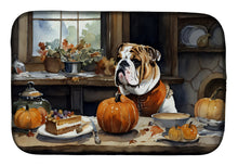 Load image into Gallery viewer, English Bulldog Fall Kitchen Pumpkins Dish Drying Mat