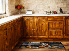 Load image into Gallery viewer, English Bulldog Fall Kitchen Pumpkins Runner Mat 28x58