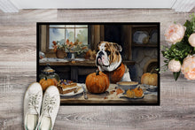 Load image into Gallery viewer, English Bulldog Fall Kitchen Pumpkins Doormat -  18x27 Decorative Floor Mat – Indoor/Outdoor Rug