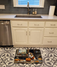 Load image into Gallery viewer, English Bulldog Fall Kitchen Pumpkins Memory Foam Kitchen Mat
