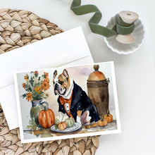 Load image into Gallery viewer, English Bulldog Fall Kitchen Pumpkins Greeting Cards -  Blank Note Cards – 8-Pack of Artist-Designed Cards with Envelopes