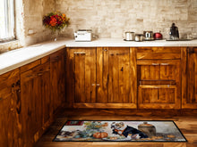 Load image into Gallery viewer, English Bulldog Fall Kitchen Pumpkins Runner Mat 28x58