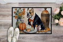 Load image into Gallery viewer, English Bulldog Fall Kitchen Pumpkins Doormat - 24x36 Decorative Floor Mat – Indoor/Outdoor Rug with Artistic Flair