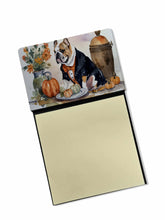 Load image into Gallery viewer, English Bulldog Fall Kitchen Pumpkins Sticky Note Holder- Refiilable Desk Accessory Note Pad