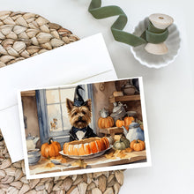 Load image into Gallery viewer, Cairn Terrier Fall Kitchen Pumpkins Greeting Cards -  Blank Note Cards – 8-Pack of Artist-Designed Cards with Envelopes