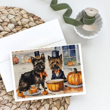 Load image into Gallery viewer, Cairn Terrier Fall Kitchen Pumpkins Greeting Cards -  Blank Note Cards – 8-Pack of Artist-Designed Cards with Envelopes
