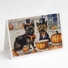 Load image into Gallery viewer, Cairn Terrier Fall Kitchen Pumpkins Greeting Cards -  Blank Note Cards – 8-Pack of Artist-Designed Cards with Envelopes