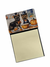 Load image into Gallery viewer, Cairn Terrier Fall Kitchen Pumpkins Sticky Note Holder- Refiilable Desk Accessory Note Pad