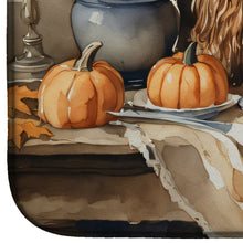 Load image into Gallery viewer, Cavalier Spaniel Fall Kitchen Pumpkins Dish Drying Mat