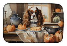 Load image into Gallery viewer, Cavalier Spaniel Fall Kitchen Pumpkins Dish Drying Mat