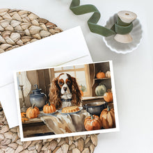 Load image into Gallery viewer, Cavalier Spaniel Fall Kitchen Pumpkins Greeting Cards -  Blank Note Cards – 8-Pack of Artist-Designed Cards with Envelopes