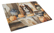 Load image into Gallery viewer, Cavalier Spaniel Fall Kitchen Pumpkins Glass Cutting Boards – Durable, Decorative Kitchen Art Large