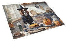 Load image into Gallery viewer, Cavalier Spaniel Fall Kitchen Pumpkins Glass Cutting Boards – Durable, Decorative Kitchen Art Large