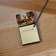Load image into Gallery viewer, Chihuahua Fall Kitchen Pumpkins Sticky Note Holder- Refiilable Desk Accessory Note Pad