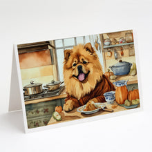 Load image into Gallery viewer, Chow Chow Fall Kitchen Pumpkins Greeting Cards -  Blank Note Cards – 8-Pack of Artist-Designed Cards with Envelopes