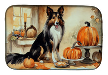 Load image into Gallery viewer, Collie Fall Kitchen Pumpkins Dish Drying Mat