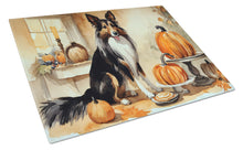 Load image into Gallery viewer, Collie Fall Kitchen Pumpkins Glass Cutting Boards – Durable, Decorative Kitchen Art Large