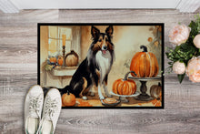 Load image into Gallery viewer, Collie Fall Kitchen Pumpkins Doormat -  18x27 Decorative Floor Mat – Indoor/Outdoor Rug