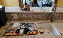 Load image into Gallery viewer, Corgi Fall Kitchen Pumpkins Dish Drying Mat