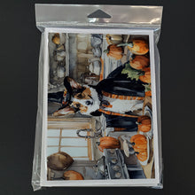 Load image into Gallery viewer, Corgi Fall Kitchen Pumpkins Greeting Cards -  Blank Note Cards – 8-Pack of Artist-Designed Cards with Envelopes