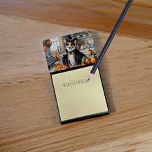 Load image into Gallery viewer, Corgi Fall Kitchen Pumpkins Sticky Note Holder- Refiilable Desk Accessory Note Pad