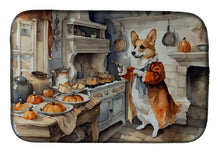 Load image into Gallery viewer, Corgi Fall Kitchen Pumpkins Dish Drying Mat