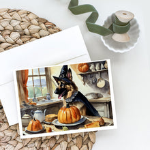 Load image into Gallery viewer, German Shepherd Fall Kitchen Pumpkins Greeting Cards -  Blank Note Cards – 8-Pack of Artist-Designed Cards with Envelopes