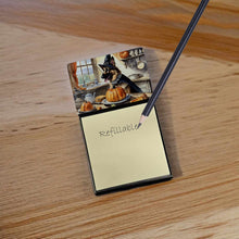 Load image into Gallery viewer, German Shepherd Fall Kitchen Pumpkins Sticky Note Holder- Refiilable Desk Accessory Note Pad