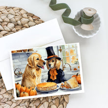 Load image into Gallery viewer, Golden Retriever Fall Kitchen Pumpkins Greeting Cards -  Blank Note Cards – 8-Pack of Artist-Designed Cards with Envelopes