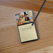 Load image into Gallery viewer, Golden Retriever Fall Kitchen Pumpkins Sticky Note Holder- Refiilable Desk Accessory Note Pad