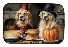 Load image into Gallery viewer, Golden Retriever Fall Kitchen Pumpkins Dish Drying Mat
