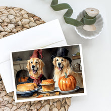 Load image into Gallery viewer, Golden Retriever Fall Kitchen Pumpkins Greeting Cards -  Blank Note Cards – 8-Pack of Artist-Designed Cards with Envelopes