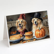 Load image into Gallery viewer, Golden Retriever Fall Kitchen Pumpkins Greeting Cards -  Blank Note Cards – 8-Pack of Artist-Designed Cards with Envelopes
