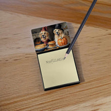 Load image into Gallery viewer, Golden Retriever Fall Kitchen Pumpkins Sticky Note Holder- Refiilable Desk Accessory Note Pad