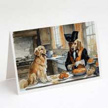 Load image into Gallery viewer, Golden Retriever Fall Kitchen Pumpkins Greeting Cards -  Blank Note Cards – 8-Pack of Artist-Designed Cards with Envelopes