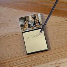 Load image into Gallery viewer, Golden Retriever Fall Kitchen Pumpkins Sticky Note Holder- Refiilable Desk Accessory Note Pad