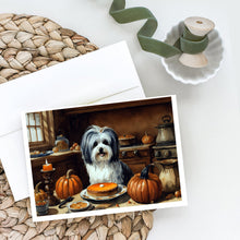 Load image into Gallery viewer, Havanese Fall Kitchen Pumpkins Greeting Cards -  Blank Note Cards – 8-Pack of Artist-Designed Cards with Envelopes