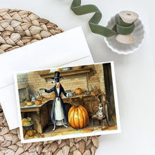 Load image into Gallery viewer, Italian Greyhound Fall Kitchen Pumpkins Greeting Cards -  Blank Note Cards – 8-Pack of Artist-Designed Cards with Envelopes