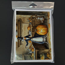 Load image into Gallery viewer, Italian Greyhound Fall Kitchen Pumpkins Greeting Cards -  Blank Note Cards – 8-Pack of Artist-Designed Cards with Envelopes