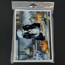 Load image into Gallery viewer, Japanese Chin Fall Kitchen Pumpkins Greeting Cards -  Blank Note Cards – 8-Pack of Artist-Designed Cards with Envelopes