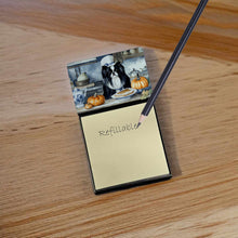 Load image into Gallery viewer, Japanese Chin Fall Kitchen Pumpkins Sticky Note Holder- Refiilable Desk Accessory Note Pad