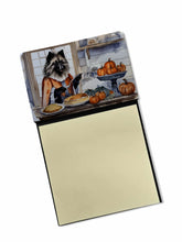 Load image into Gallery viewer, Keeshond Fall Kitchen Pumpkins Sticky Note Holder- Refiilable Desk Accessory Note Pad