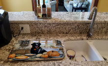 Load image into Gallery viewer, Black Lab Fall Kitchen Pumpkins Dish Drying Mat
