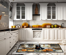 Load image into Gallery viewer, Black Lab Fall Kitchen Pumpkins Runner Mat 28x58