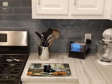 Load image into Gallery viewer, Black Lab Fall Kitchen Pumpkins Glass Cutting Boards – Durable, Decorative Kitchen Art Large