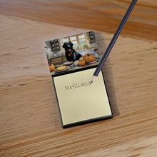 Load image into Gallery viewer, Black Lab Fall Kitchen Pumpkins Sticky Note Holder- Refiilable Desk Accessory Note Pad