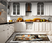 Load image into Gallery viewer, Black Lab Fall Kitchen Pumpkins Runner Mat 28x58