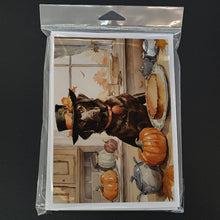 Load image into Gallery viewer, Chocolate Lab Fall Kitchen Pumpkins Greeting Cards -  Blank Note Cards – 8-Pack of Artist-Designed Cards with Envelopes