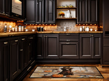 Load image into Gallery viewer, Chocolate Lab Fall Kitchen Pumpkins Runner Mat 28x58