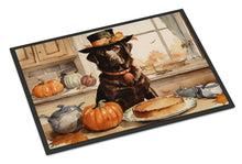 Load image into Gallery viewer, Chocolate Lab Fall Kitchen Pumpkins Doormat - 24x36 Decorative Floor Mat – Indoor/Outdoor Rug with Artistic Flair